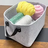 Filz Aufbewahrungsbox, 1 StückeFilz Korb, Filzkörbe mit zwei Griffen, Felt Storage Basket, Faltbarer Tragekorb aus Stoff, Filzkorb Grau Rechteck, Für Kleidung, Handtücher, Accessoires(Grau)