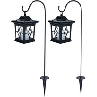 ETC Shop Solarleuchte Erdspieß Kerze schwarz, Stahl, led 0,06W,