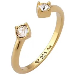 Elli Offen Gestaltet mit Glas Kristalle Weiß 925 Sterling Silber vergoldet Ringe   Damen 