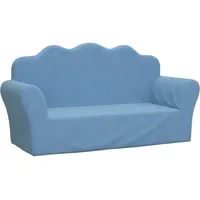 vidaXL Kindersofa 2-Sitzer Blau Weich Plüsch