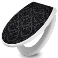 banjado Toilettendeckel mit Absenkautomatik 37,3x45x5cm -Black Deluxe - WC Brille Soft Close - hygienischer Toilettendeckel/Klodeckel Duroplast mit...