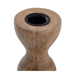 amagohome Kerzenständer 2er Set Stabkerzen Kerzenhalter H20/13x6cm rund Kerzenleuchter Mangoholz