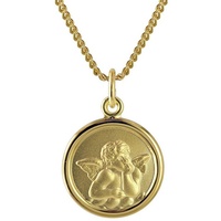 trendor 73426 Engel-Anhänger für Kinder Gold 333 an vergoldeter Silberkette, 40 cm