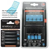 Panasonic eneloop Ladegerät BQ-CC65 inkl. LCD-Display, 4 eneloop Pro AA Mignon, AccuCell Box Blue