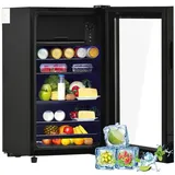 Rolipo Getränkekühlschrank 76L Kühlschrank mit Gefrierfach (6L+70L), 43dB 83 kWh/Jahr SC-76A, 71,6 cm hoch, 40 cm breit, 40×43,5×71,6cm, LED, verstellbare Glasböden, freistehend