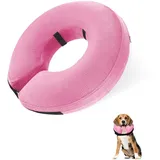 GIDWRIY Halskrause Hund Aufblasbar Rosa, Schutzkragen, Leckschutz, Kragen für Nach Op, Weicher Halskragen Katze, Wiederherstellung Halsband Einstellbar