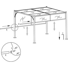vidaXL Pergola 3 x 3 m inkl. 1 Seitenteil Cremeweiß
