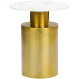 Beliani Beistelltisch Metall/Marmor gold/weiß rund 40 cm Ariaga