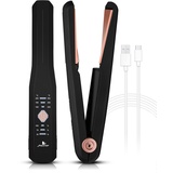 Glätteisen Kabellos,FERNIDA Reisen Mini Haarglätter Und Lockenstab mit USB-Aufladung und 3 Verstellbarer Temperatur, Professioneller Bügeleisen Kabellos Haarstyler für Alle Haartypen