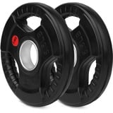 wuuhoo® olympische Hantelscheiben Jan 50mm, Langhantelgewicht 2er Set, Hantelscheibe gummiert mit Stahlkern und Griffen, beschichtet in Schwarz - Fitnessgerät für Zuhause 2 x 2,5 kg