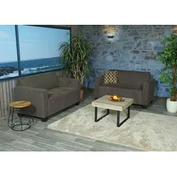 Mendler Sofa-Garnitur Couch-Garnitur 2x 2er Sofa Lyon Stoff/Textil ~ braun