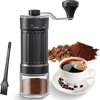 SURFOU Kaffeemühle Manuelle Kaffeemühle –Extern Verstellbares Kegelmahlwerk mit 40 Stufen, Kegelmahlwerk aus Keramik, 30 g Bohnenbehälter schwarz