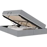 vidaXL Aufbewahrungsbett mit Matratze Hellgrau 140 x 200 cm Polyester