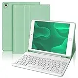 IVEOPPE Tastatur für iPad 6. Generation - Hülle Tastatur für iPad 9.7, Magnetisch Abnehmbarer QWERTZ Bluetooth Keyboard für ipad 6. Gen 2018, 5. Gen, Pro 9.7, Air 2 & 1, Grün