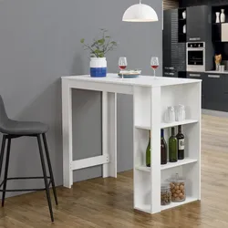 Bartheke Danderyd 120x60x106 cm mit 3 Ablageflächen Weiß
