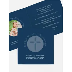 Kommunionseinladung selbst gestalten mit Spruch und Fotos im Onlinedesigner bei Meine-Kartenmanufaktur.de