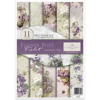 ITD Collection RP035 Reispapier, Flower Post - Violet, 29,7 x 21 cm