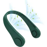 Tragbarer Nackenventilator, Halsventilator, Flexibles Silikon, 360° biegbar, Blattloser Ventilator, 3 Geschwindigkeit, Geräuscharm, Grün - Grün