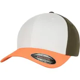 Flexfit 3-Tone Flexfit Cap, Neonorange/White/Olive, S/M