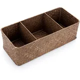 OLegei Aufbewahrungskorb Weidenkorb Regalkorb Flechtkorb Aufbewahrungsbox mit 3 Fächern Tisch Organizer für Theke Schreibtisch Regal (Kaffee)