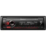 Pioneer MVH-S420DAB-AN inklusive DAB-Antenne, 1-DIN-Autoradio mit DAB+, rot, deutsche Menüführung, Bluetooth, USB, AUX-Eingang, iPod/iPhone-Direktsteuerung, Freisprecheinrichtung, Smart Sync