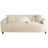 Lollanda Sofahusse Stretch-Sofabezug Elastisch Couch Sesselbezug mit dezentem Muster beige 190 cm