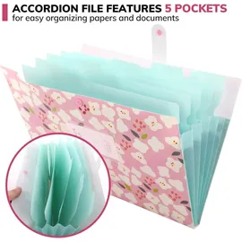 luxuskollektion Dokumentenmappe A4 Fächermappe Floral Bedruckt mit 5 Fächern Organizer