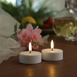 uYuni LED Maxi Teelichter 2 St. 6 cm weiß