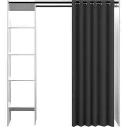Kleiderschrank TEMAHOME "Tom", weiß (weiß, dunkelgrau), H:181cm T:50cm, Melamin, Schränke, ausziehbarer Kleiderschrank, Vorhang und viele Fächer, Höhe 181 cm