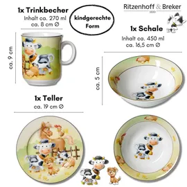 Ritzenhoff & Breker Hoftiere 3tlg. Porzellan Bunt