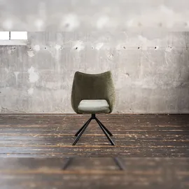 KAWOLA Esszimmerstuhl VELO Drehstuhl Stoff graugrün