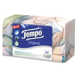 Tempo Taschentuchbox Original, 4-lagig 830489 , 1 Packung = 100 Tücher, Designs sortiert