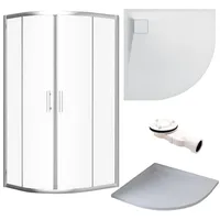 bad land HELA Komplettdusche mit Schiebetür 80 x 193 cm Transparent/Weiß