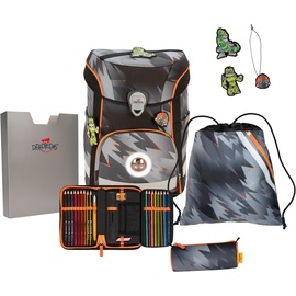 DerDieDas ErgoFlex Easy LED Schulranzen-Set 5-teilig Cyber Dino