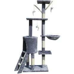 KATIDO Katzen-Spielplatz Kratzbaum 138 cm grau-blau
