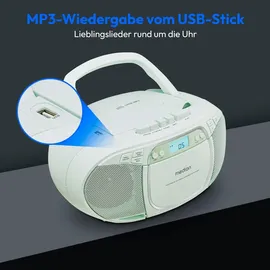 Medion E66476 Stereo Sound System (Boombox, CD-Player, MP3, Kassette, tragbarer Kassettenspieler für Kinder, UKW Radio, AUX, Kopfhörer, Netz & Batterie) grün