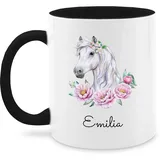 Tasse Tassen 325ml - Pferde - Pferdekopf Motiv mit Name personalisiert I Pferdemotiv I Pferd Name - 325 ml - Schwarz - reitersachen pferden pferdemädchen glühweintassen