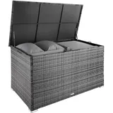 Tectake tectake® Auflagenbox, mit Aluminiumgestell und Rattangeflecht, komfortable Hubautomatik, 145 x 82,5 x 79,5 cm
