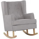 Beliani Schaukelsessel TRONDHEIM in Grau/Heller Holzfarbton | Gr.: onesize