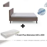 Aileenstore Polsterbett 140 x 200 cm Taupe