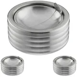 Relaxdays Windaschenbecher, 3er Set, Klappdeckel, draußen & drinnen, Edelstahl, runder Ascher, HxD: 7 x 11,5 cm, silber