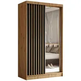 masseno Schwebetürenschrank LAMELLO 120 x 216 x 61 cm Braun