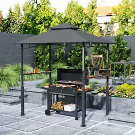 Outsunny Grillpavillon 2,43 x 1,48 m Dunkelgrau