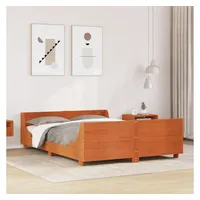 VidaXL Massivholzbett ohne Matratze Wachsbraun 150x200 cm Kiefernholz