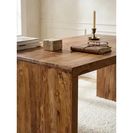 KADIMA DESIGN Schreibtisch TEKO: Massivholz Sheesham, Stauraum, abgerundete Ecken, stabil. Braun, 120x60x76 cm