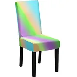 Morbuy Mehrfarbig Stuhlhussen Stretch Stuhlbezug für Esszimmerstühle, Waschbarer Stuhlhussen Schwingstühle Stuhlüberzug für Haus Hotel Hochzeit Partys Dekor (1er Set,Regenbogen)