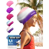 KIDVERSE Badekappe Kinder wasserdicht - Schwimmhaube Kinder mit Anti-Rutsch-Noppen - Badekappen für Schwimmer mit UV Schutz - Schwimmhaube Mädchen - Reißfeste Badehauben in verschiedenen Größen