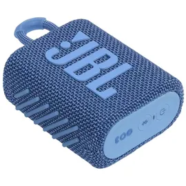 JBL GO 3 Eco – Kleine Bluetooth Box aus recyceltem Material in Blau – Wasserfester, tragbarer Lautsprecher für unterwegs – Bis zu 5h Wiedergabezeit mit nur einer Akkuladung