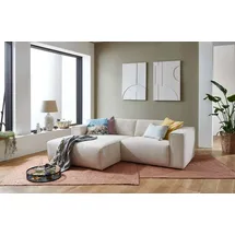 Andas Ecksofa »Noord«, mit Kedernaht, Breite 234 cm, Cord, Struktur, Webstoff, beige