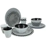 Bo-Camp Mix&Match Geschirrset 16-tlg. schwarz/weiß
